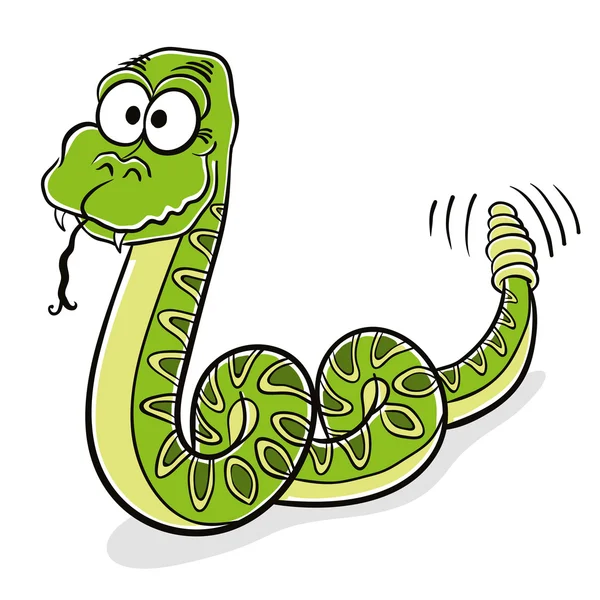 Serpente verde cartone animato . — Vettoriale Stock