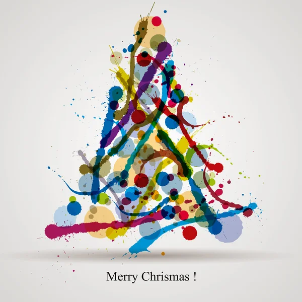 Cartão de felicitações de Natal com respingos de tinta colorida . — Vetor de Stock