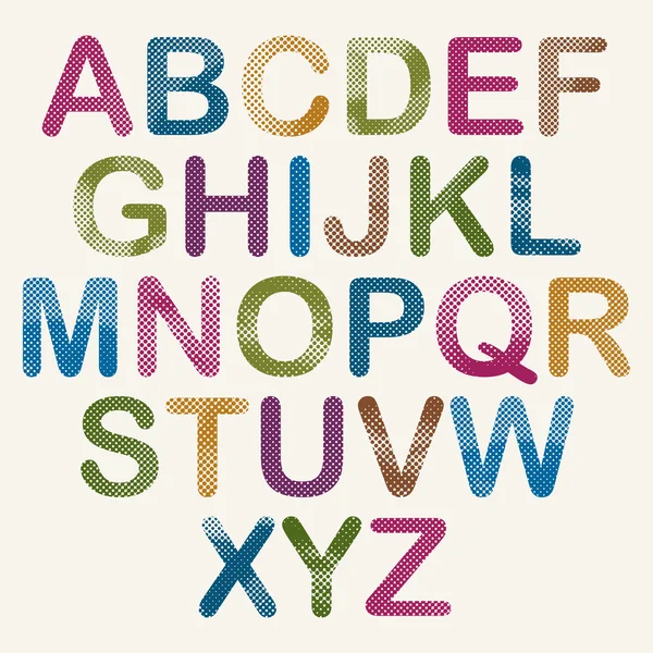 Halftone puntjes lettertype. — Stockvector