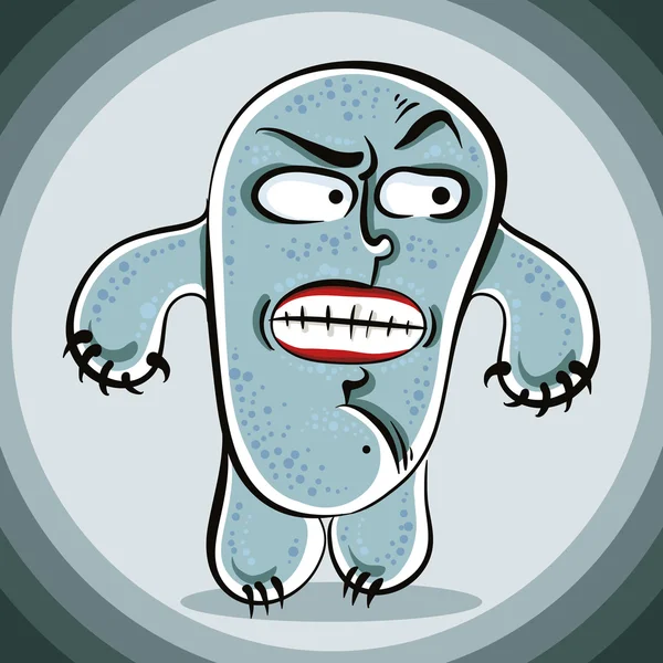 Funny cartoon angry monster. — Stock Vector