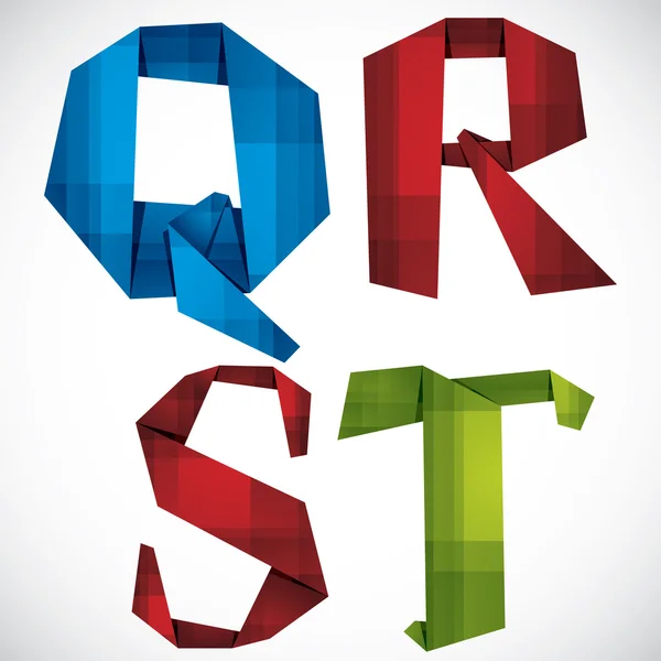 Origami lettere Q R S T . — Vettoriale Stock