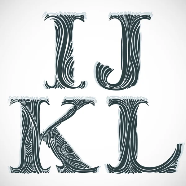 Alte Buchstaben i j k l. — Stockvektor