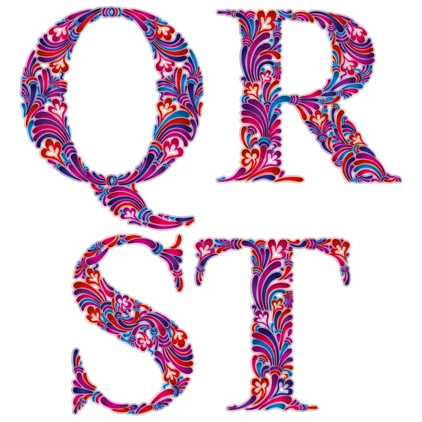 Цветочные буквы q r s t . — стоковый вектор
