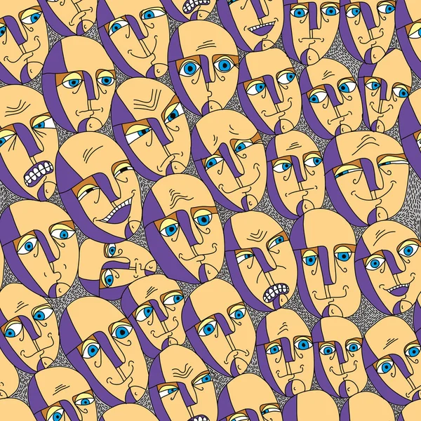 Emociones caras fondo sin fisuras . — Vector de stock