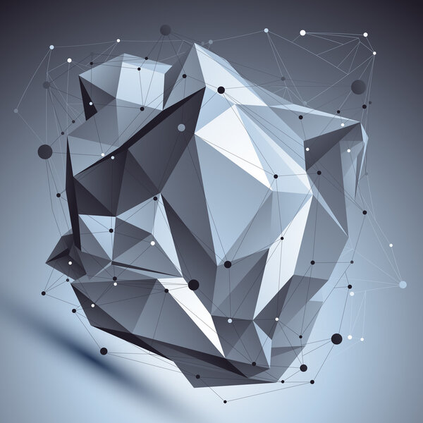 Абстрактная 3D асимметричная структура, многоугольная векторная сеть compl
