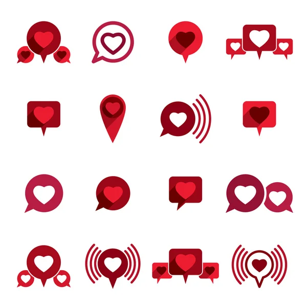 Love theme vector icons set, romantic dialog, conceptual valenti — Stock Vector