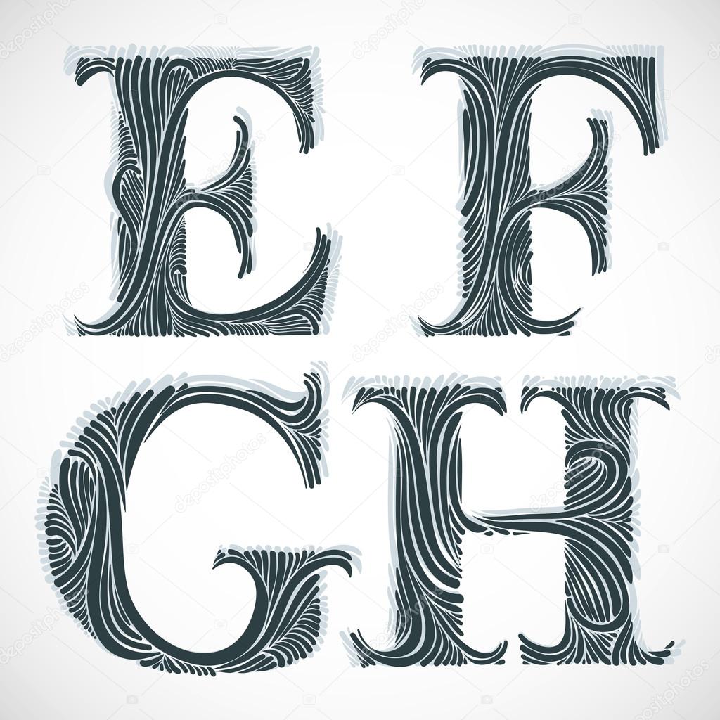 Vintage letters E F G H.