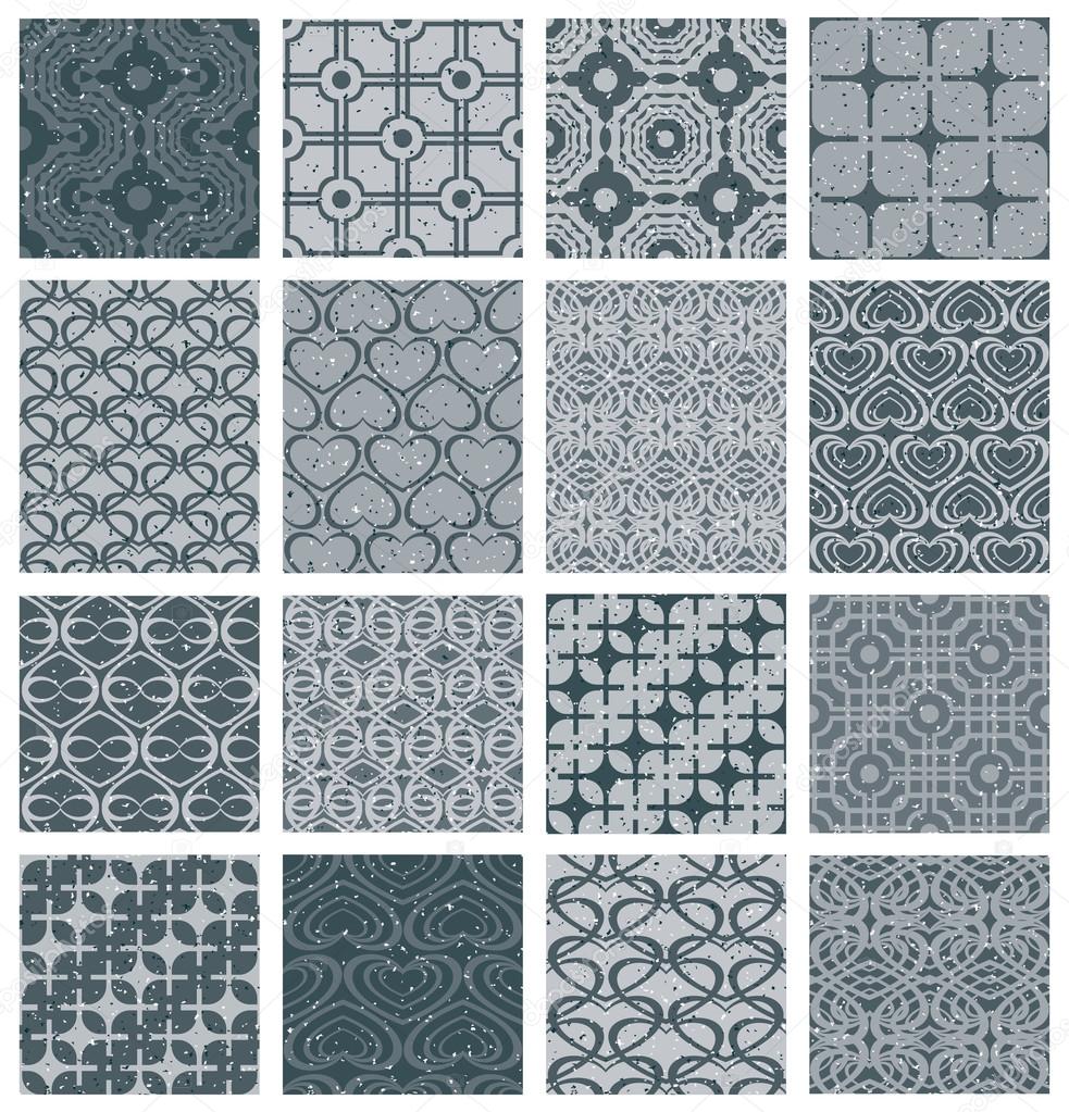 Vintage tiles seamless patterns set.