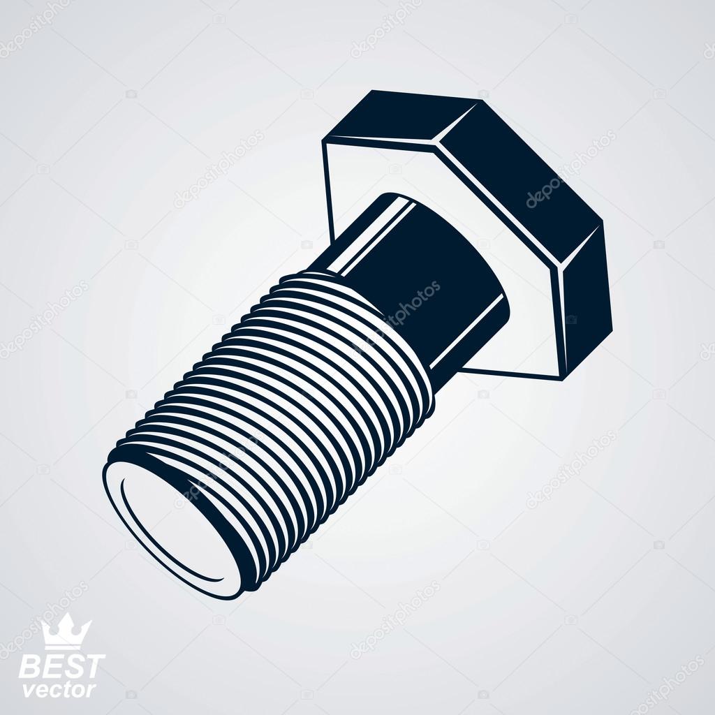 3d vector classic bolt. Detailed graphic industry element - scre