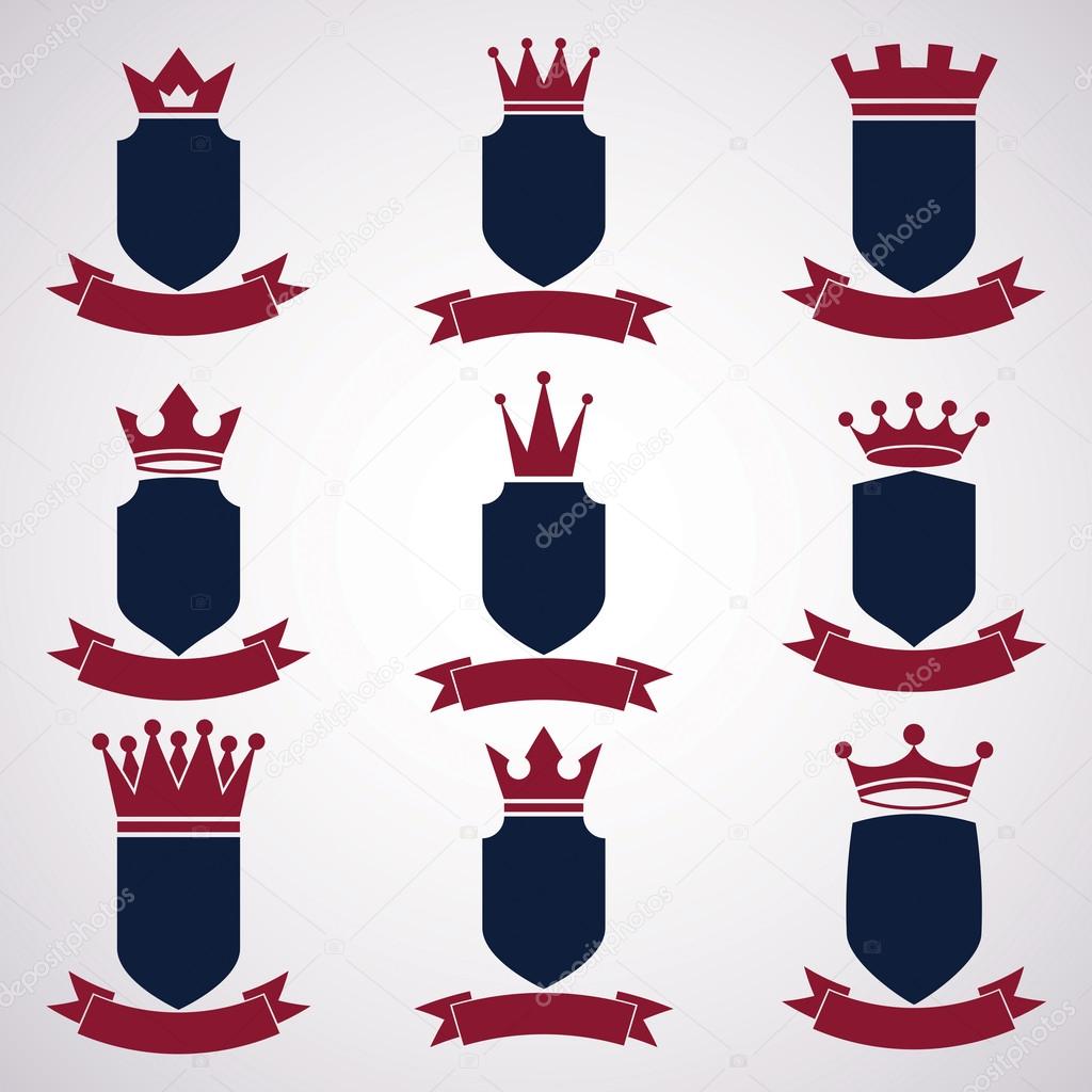 Collection of empire design elements. Heraldic royal coronet ill