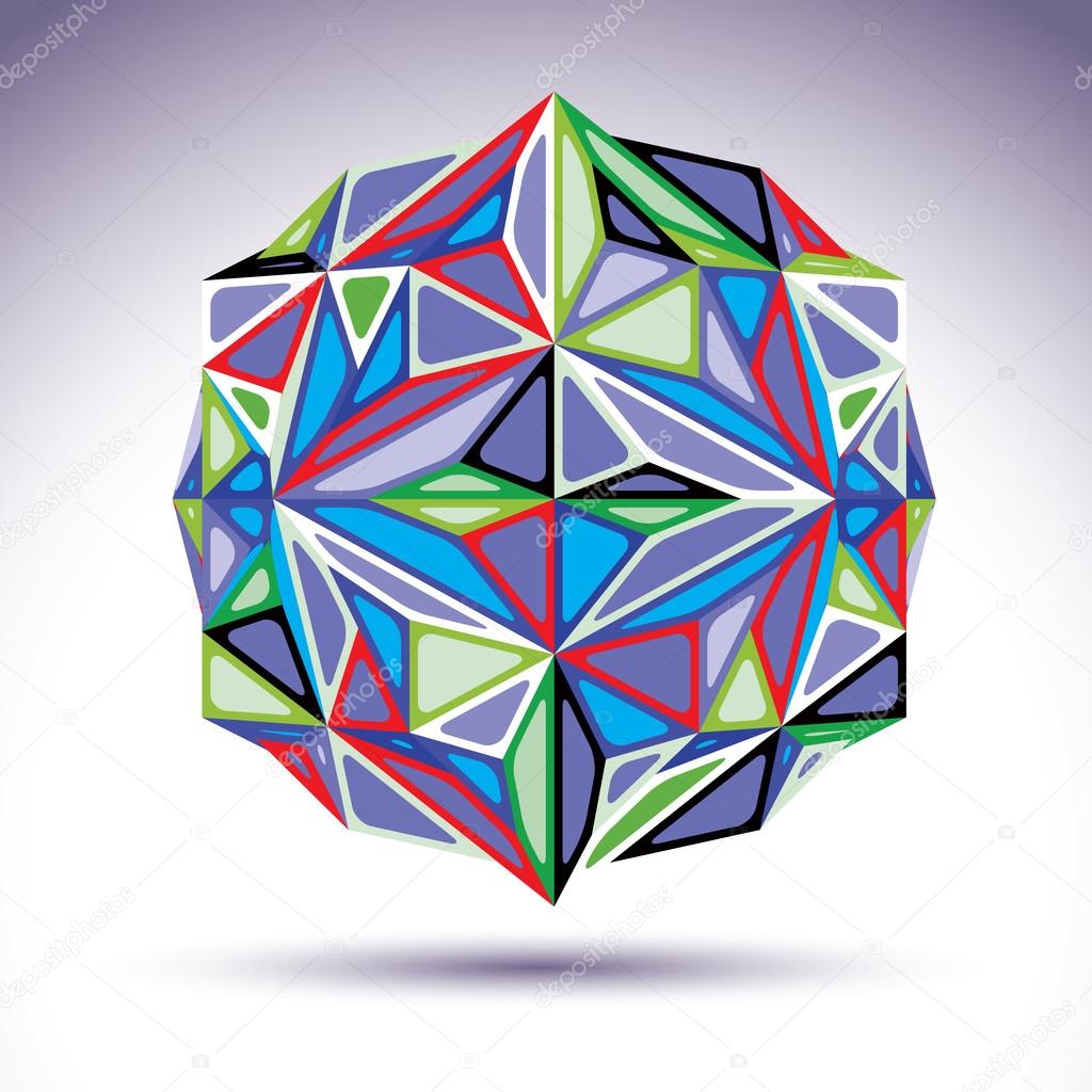 Complicated 3d object with kaleidoscope effect, abstract vector