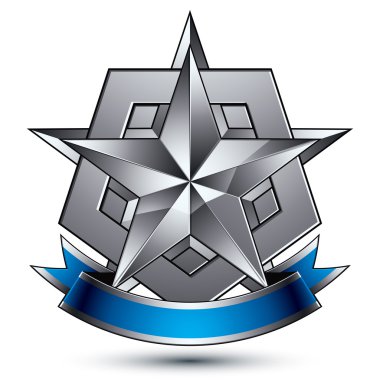 Vektör şanlı parlak tasarım öğesi, lüks 3d pentagonal silv