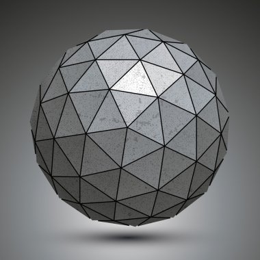Metal spherical 3d object isolated on white background. clipart