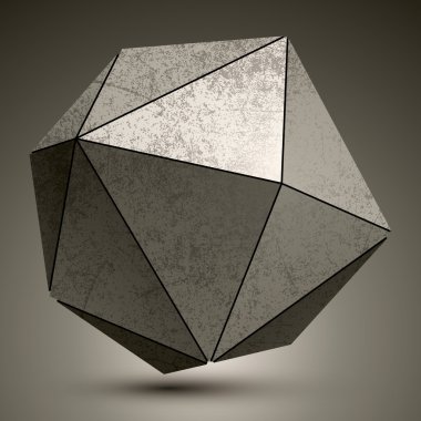 Grunge metallic3d spherical object created from triangles, futur clipart