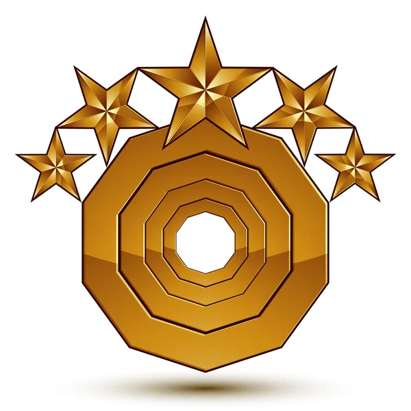 Meraviglioso modello vettoriale con 5 stelle dorate, simbolo arrotondato, b — Vettoriale Stock