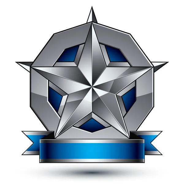 Plantilla de vector glamuroso con símbolo pentagonal estrella de plata, ser — Archivo Imágenes Vectoriales