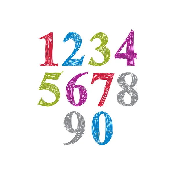 Stylish vector digits, handwritten numerals. — Stock Vector