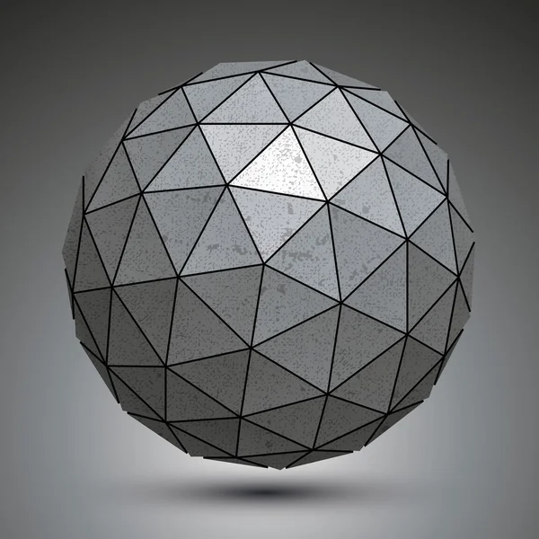 Metal spherical 3d object isolated on white background. — Stock Vector