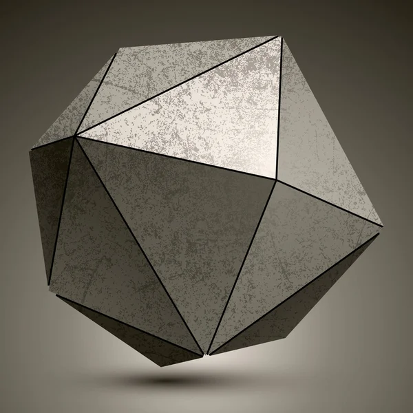 Grunge objet sphérique métallic3d créé à partir de triangles, futur — Image vectorielle