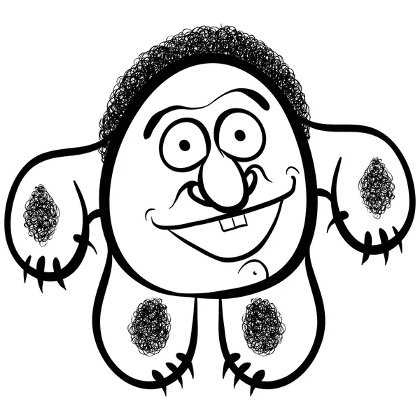 Glücklich Cartoon Monster, schwarz-weiße Linien Vektorillustration — Stockvektor