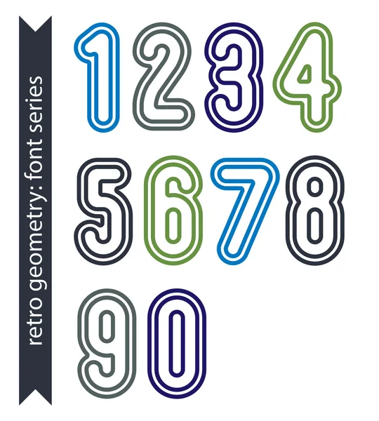 Colorful delicate retro numbers set, vector light classic digits — Stock Vector