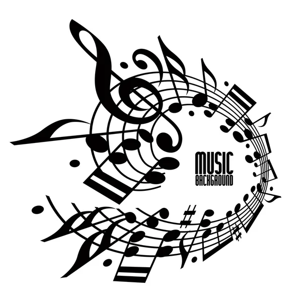 Basit tek renk müzik arka plan notları ve nota anahtarı ile.