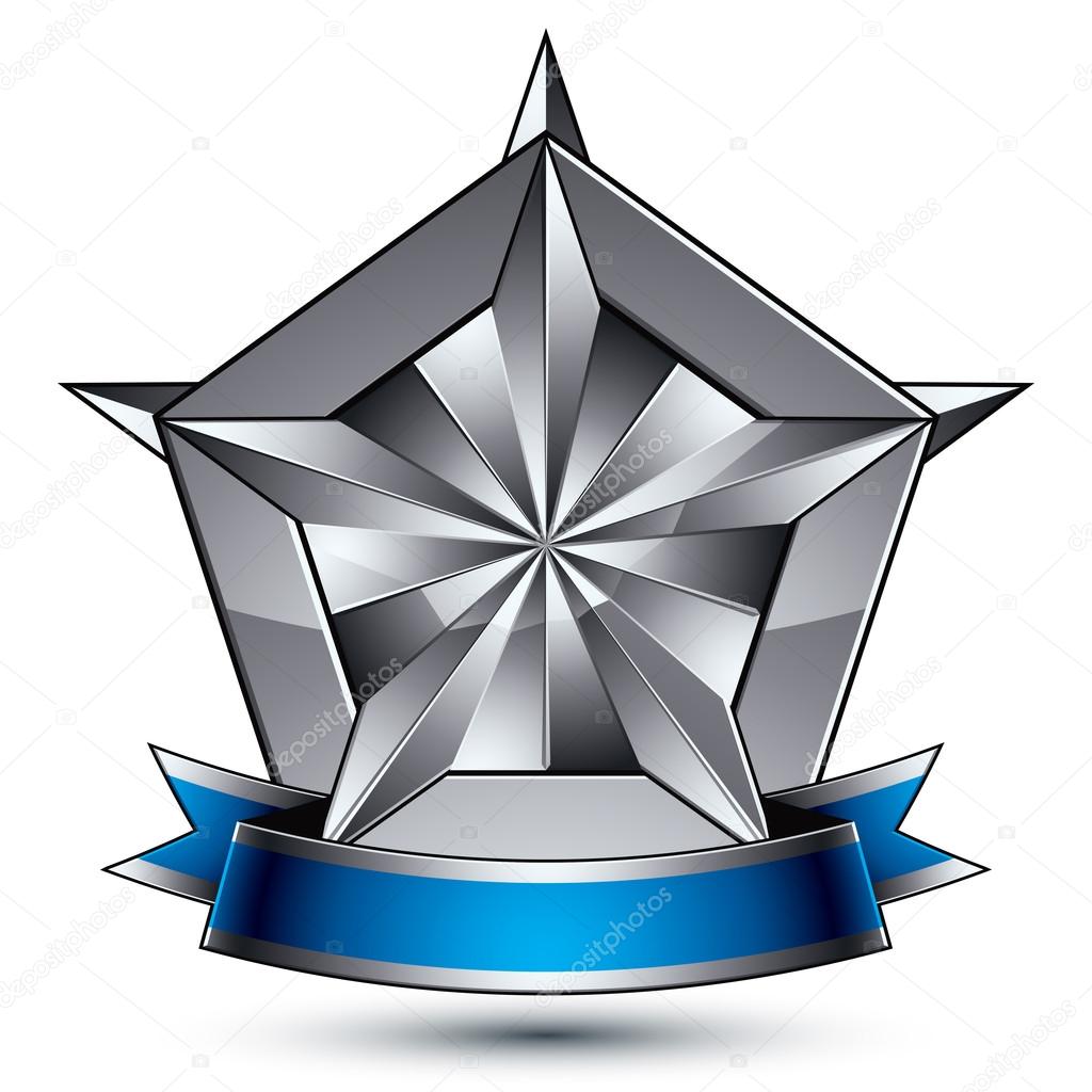 Heraldic 3d glossy blue and gray icon - can be used in web and g