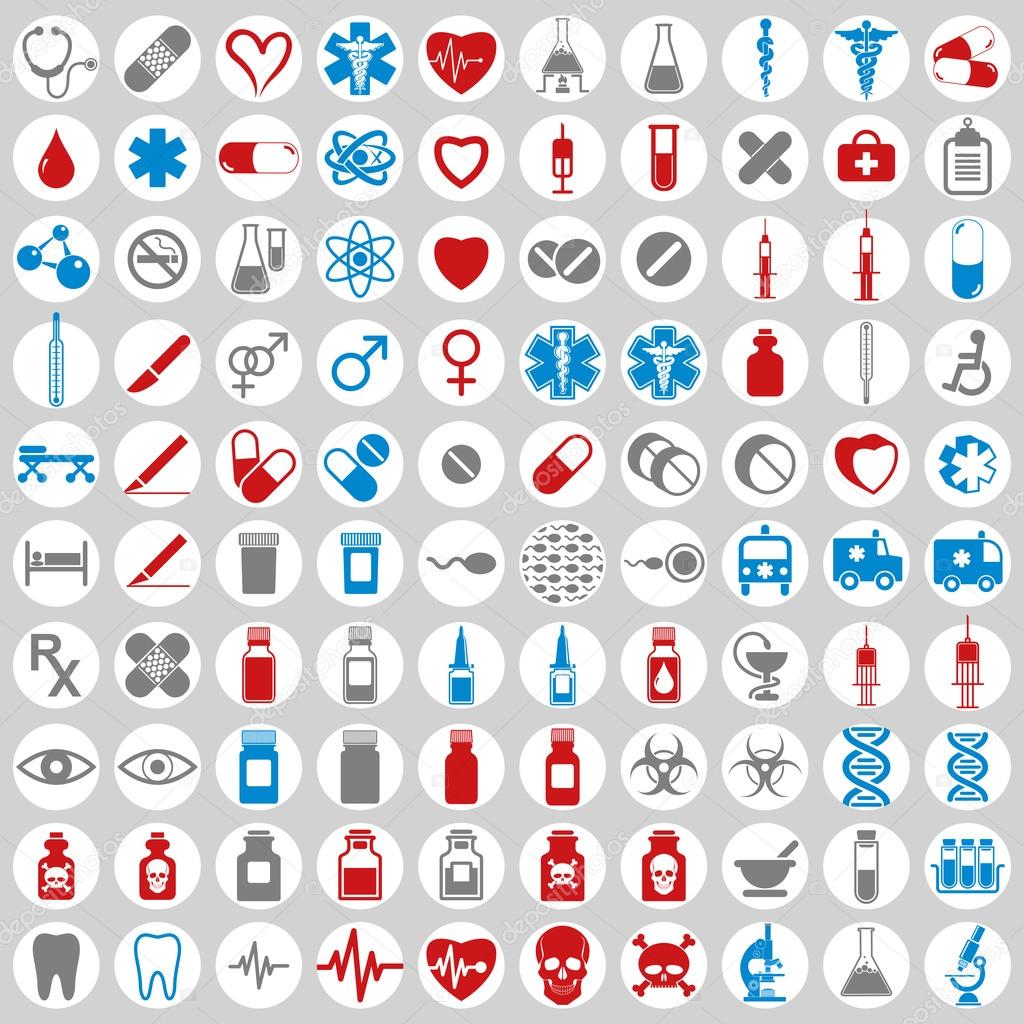 100 medical icons set.