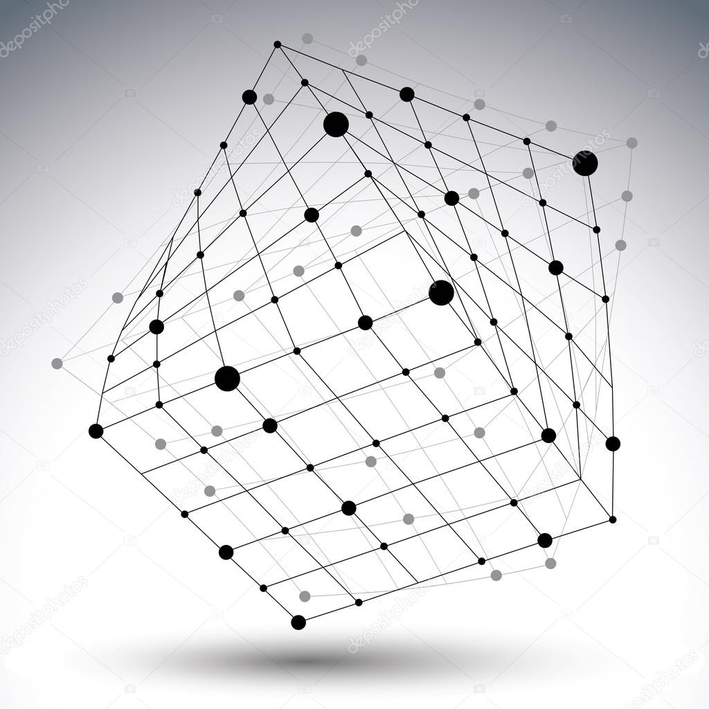 Abstract 3D structure polygonal vector network figure, contrast