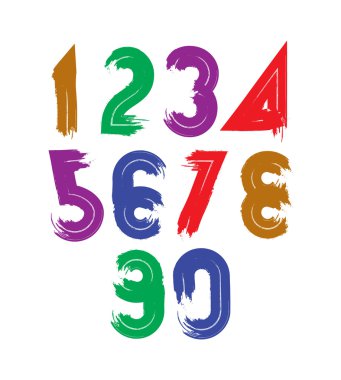 Boyalı beyaz arka plan üzerinde izole el yazısı vektör numaraları