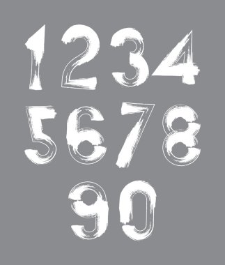 beyaz el yazısı numaraları, vektör doodle rakamlar, el-p fırçaladı.