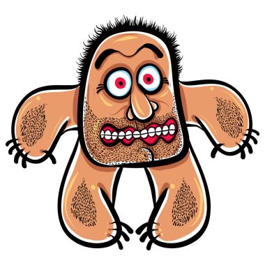 Şok karikatür canavar anız, vektör çizim ile.
