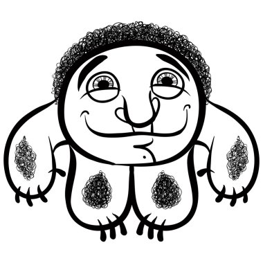 Mutlu karikatür canavar, siyah beyaz çizgiler illüstrasyon vektör