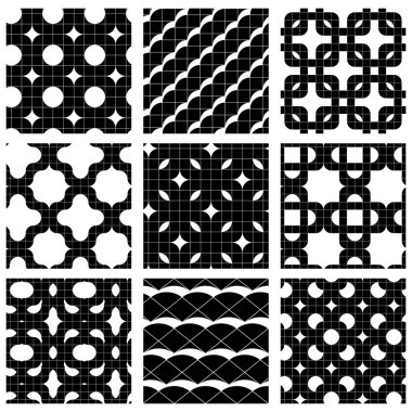 Yıldızlar ve geometrik figürler ile rendeleyin Dikişsiz desen seti