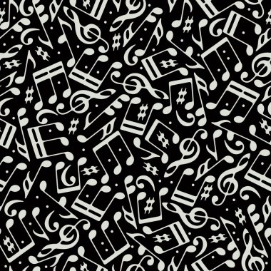 Vektör beyaz müzik notlar ve tiz clefs seamless modeli üzerinde