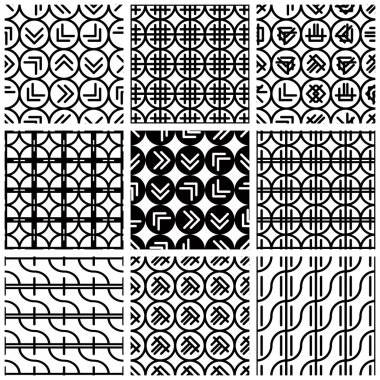Seamless geometric patterns set 5. clipart