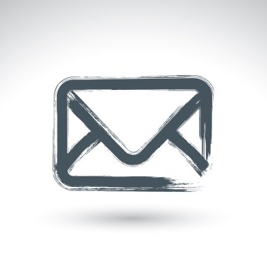 El çizilmiş basit vektör posta simgesi, gerçekçi emai çizim fırçası