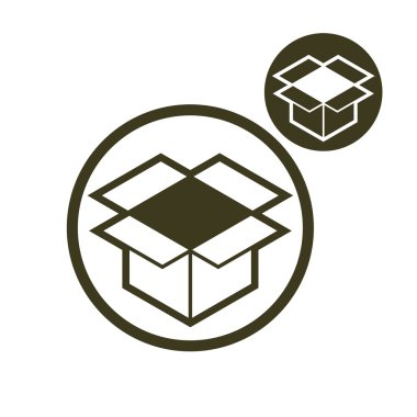 ambalaj kutusu vektör sade tek renkli simge üzerinde beyaz izole 