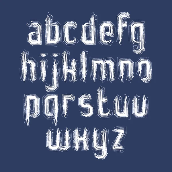 Vector blanco pintado a mano letras aisladas sobre fondo oscuro, s — Vector de stock