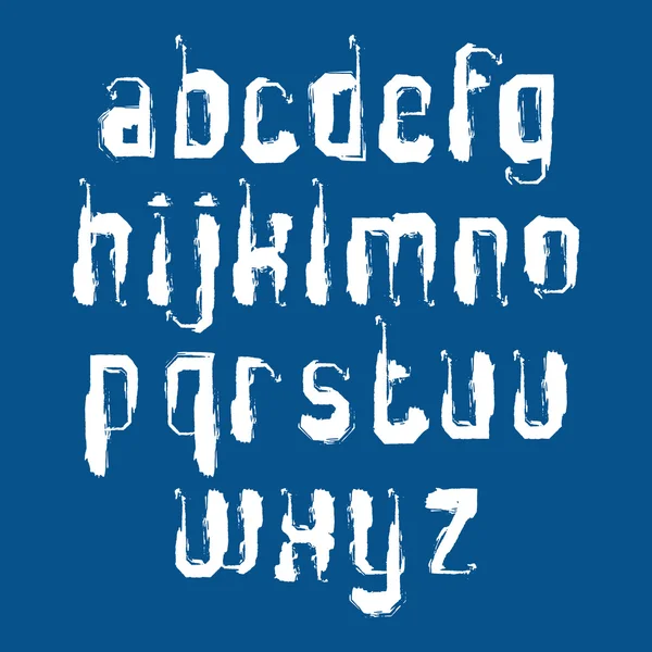 Graffiti manuscrit vecteur lettres minuscules isolé sur bleu b — Image vectorielle