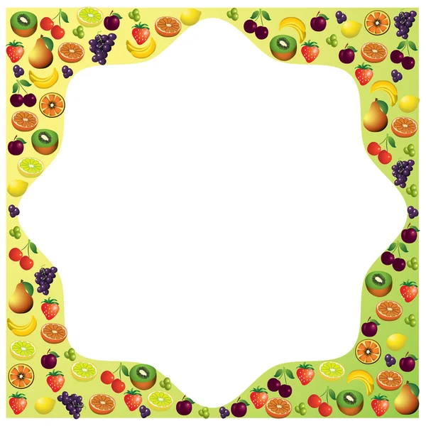 Fruits frame made with different fruits, healthy food theme comp — Stock Vector