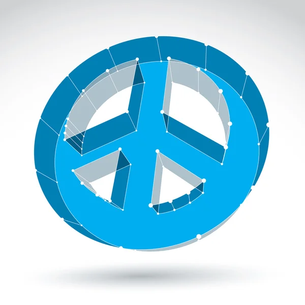 3d mesh azul web paz ícone isolado no fundo branco, colorf — Vetor de Stock