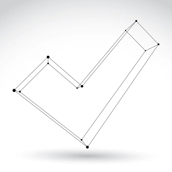 Symbole de validation monochrome en maille 3d isolé sur fond blanc — Image vectorielle