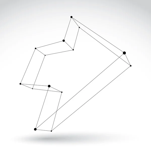Flèche avant monochrome en maille 3d isolée sur fond blanc, b — Image vectorielle
