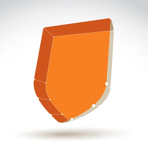 3d mesh web orange security icon isolated on white background, c — Stock Vector