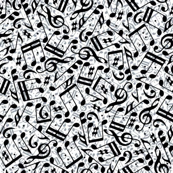Contraste vectoriel notes musicales et clefs triples motif sans couture — Image vectorielle