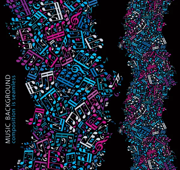 Vector colorido punteado sin costuras fondo de música, brillante vertical — Archivo Imágenes Vectoriales