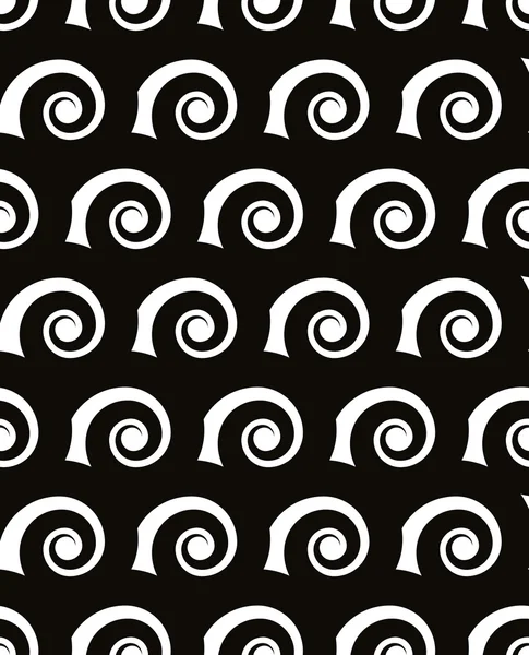 Regular curls seamless pattern, black and white vector background. — Stock Vector