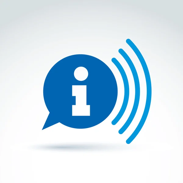 Bolha de fala com sinal de informação, ícone de podcast vetor azul. C —  Vetores de Stock