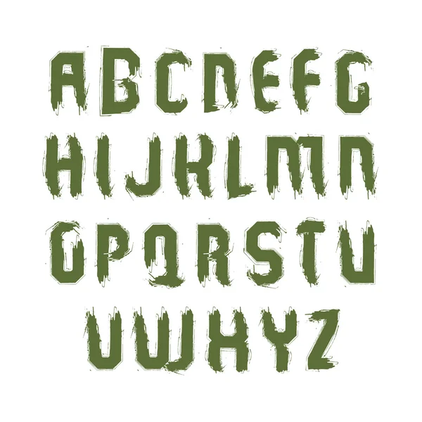 Vector stijlvol borstel hoofdletters, handgeschreven lettertype, sans s — Stockvector